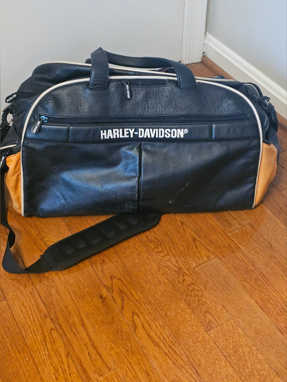 Harley-Davidson Black Leather Duffel Bag